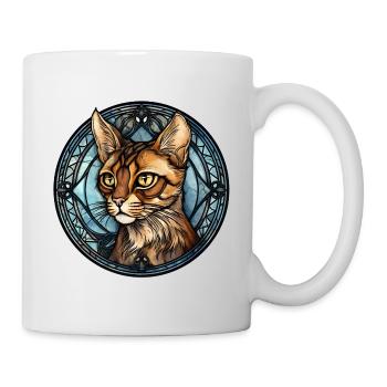 Toyger Katzenrasse Aquarell Glasmalerei - Tasse - Weiß - Rechts