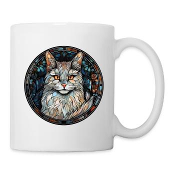 Race de chat angora turc aquarelle peinture sur verre - Mug blanc - blanc - Droite