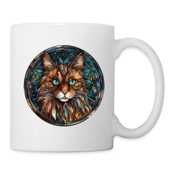 Somalische Katzenrasse Aquarell Glasmalerei - Tasse - Weiß - Rechts