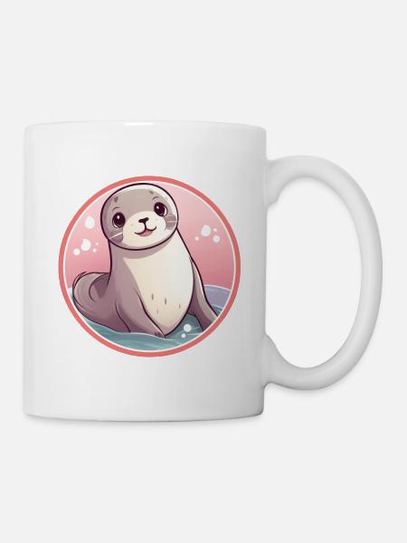 Robbe Kawaii - Tasse - Weiß