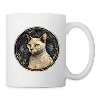 Thailändische Katzenrasse Aquarell Glasmalerei - Tasse - Weiß - Rechts