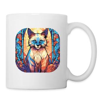 Bunte balinesische Katzenrasse Aquarellmalerei - Tasse - Weiß - Rechts