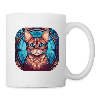 Peinture à l’aquarelle colorée de race de chat du Bengale - Mug blanc - blanc - Droite