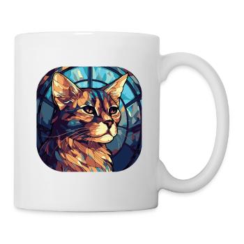 Bunte Aquarellfarbe der braunen Katzenrasse Havanna - Tasse - Weiß - Rechts
