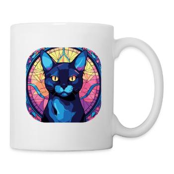 Buntes Aquarellgemälde der Bombai-Katzenrasse - Tasse - Weiß - Rechts