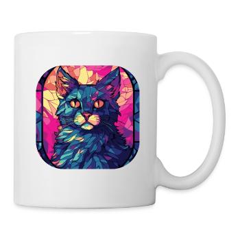 Coloré Manx Cat Race Aquarelle Peinture sur Verre - Mug blanc - blanc - Droite