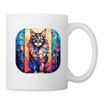 Peinture colorée à l’aquarelle de race de chat Maine Coon Cat - Mug blanc - blanc - Droite