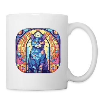Aquarelle colorée de race de chat britannique à poil court - Mug blanc - blanc - Droite