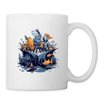 Fish play chess - Mug - white - Right