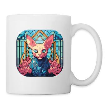 Colorful Sphynx Cat Breed Watercolor Painting - Mug - white - Right