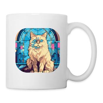 Bunte Ragdoll-Katzenrasse Aquarellmalerei - Tasse - Weiß - Rechts
