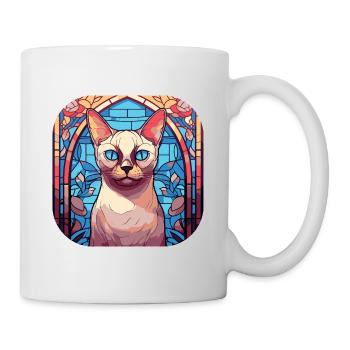Peinture à l’aquarelle de race de chat tonkinois colorée - Mug blanc - blanc - Droite