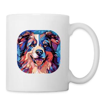 Aquarelle colorée de race de chien de berger australien - Mug blanc - blanc - Droite