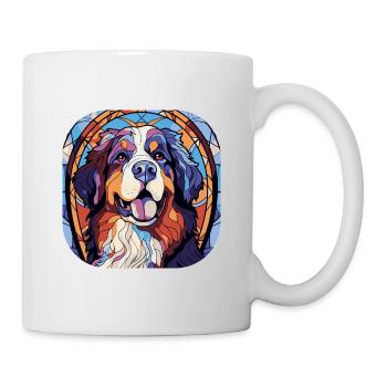Colorful Bernese Mountain Dog Breed Watercolor Gla - Mug - white - Right