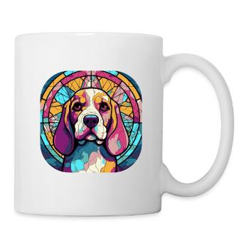 Bunte Beagle Hunderasse Aquarell Glas Paintin - Tasse - Weiß - Rechts