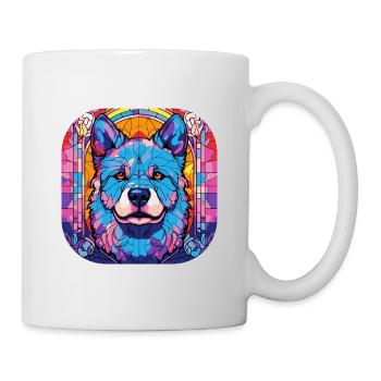 Colorful Akita Dog Breed Watercolor Glass Painting - Mug - white - Right