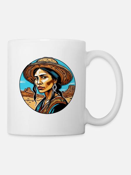 Mujer en el desierto - Tasse - Weiß