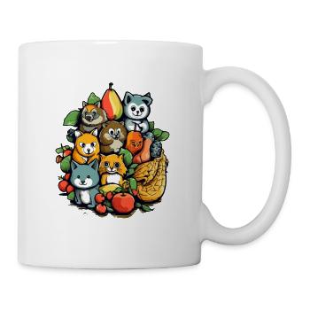 Entzückende Tiere in Früchten - Tasse - Weiß - Rechts