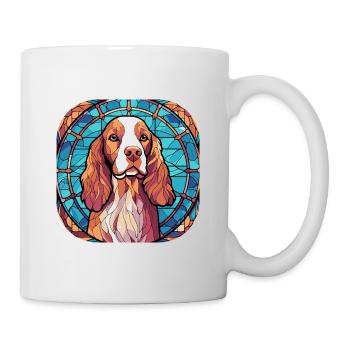 Coloré Bretagne Dog Breed Aquarelle Peinture sur verre - Mug blanc - blanc - Droite