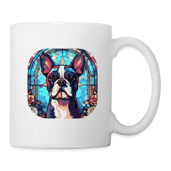 Verre d’aquarelle coloré de race de chien Boston Terrier - Mug blanc - blanc - Droite