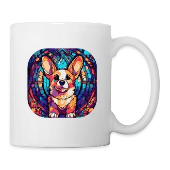 Coloré Corgi Dog Breed Aquarelle Peinture sur verre - Mug blanc - blanc - Droite