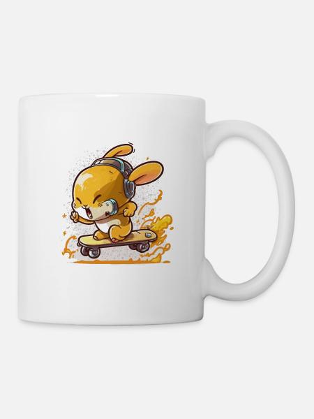 Kaninchen reiten - Tasse - Weiß