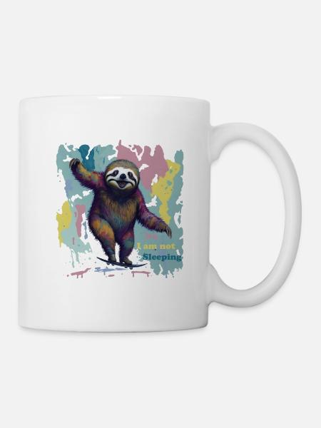 Paresseux sur le skateboard - Mug blanc - blanc
