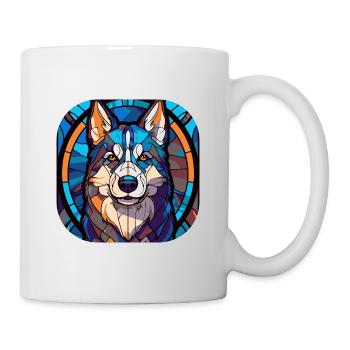 Coloré Husky Dog Race Aquarelle Peinture sur verre - Mug blanc - blanc - Droite