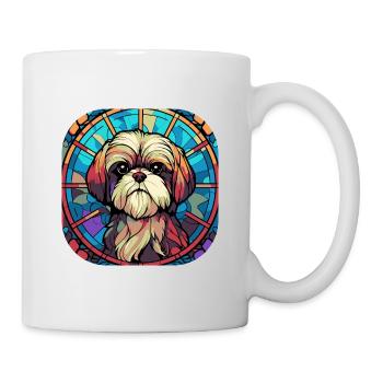 Coloré Shih Tzu Dog Breed Aquarelle Peinture sur verre - Mug blanc - blanc - Droite