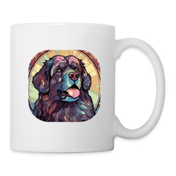 Bunte Neufundländer Hunderasse Aquarellglas P - Tasse - Weiß - Rechts