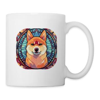 Coloré Shiba Inu Dog Breed Aquarelle Glass Pain - Mug blanc - blanc - Droite