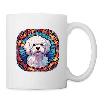 Bunte maltesische Hunderasse Aquarell Glas Painti - Tasse - Weiß - Rechts
