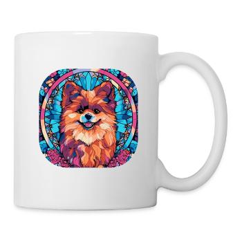 Coloré Poméranie Race de Chien Aquarelle Verre Pai - Mug blanc - blanc - Droite