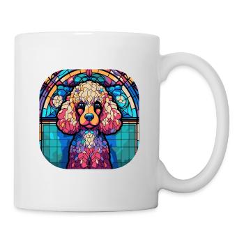 Caniche coloré Race de chien Aquarelle Peinture sur verre - Mug blanc - blanc - Droite
