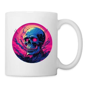 Cyber Skull Synthwave Retro Sunset - Tasse - Weiß - Rechts