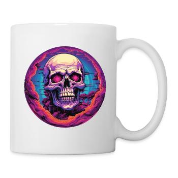 Synthwave Sunset Retro Cyber Skull - Tasse - Weiß - Rechts