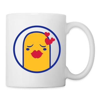 Niedliche Comic Figur (Kuss, Kreis) - Tasse - Weiß - Rechts