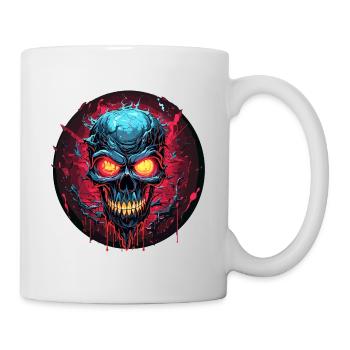 Explosive Surrealität: Totenschädel Crazy Skull - Tasse - Weiß - Rechts