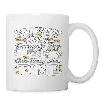 Une fois par jour super papa sauve le monde - Mug blanc - blanc - Droite