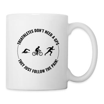 Schwimmen, Radfahren, Laufen, Triathlon, Triathlet, Leichtathletik - Tasse - Weiß - Rechts