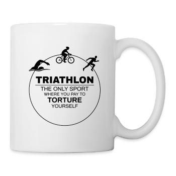 Schwimmen, Radfahren, Laufen, Triathlon, Triathlet, Leichtathletik - Tasse - Weiß - Rechts