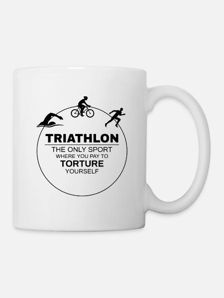 Schwimmen, Radfahren, Laufen, Triathlon, Triathlet, Leichtathletik - Tasse - Weiß