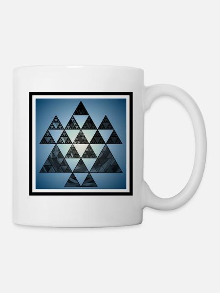 Blaues Viereck mit Sierpinski-Dreiecken - Tasse - Weiß