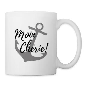 Liebevoller Gruß aus dem Norden: Moin Chérie - Tasse - Weiß - Rechts