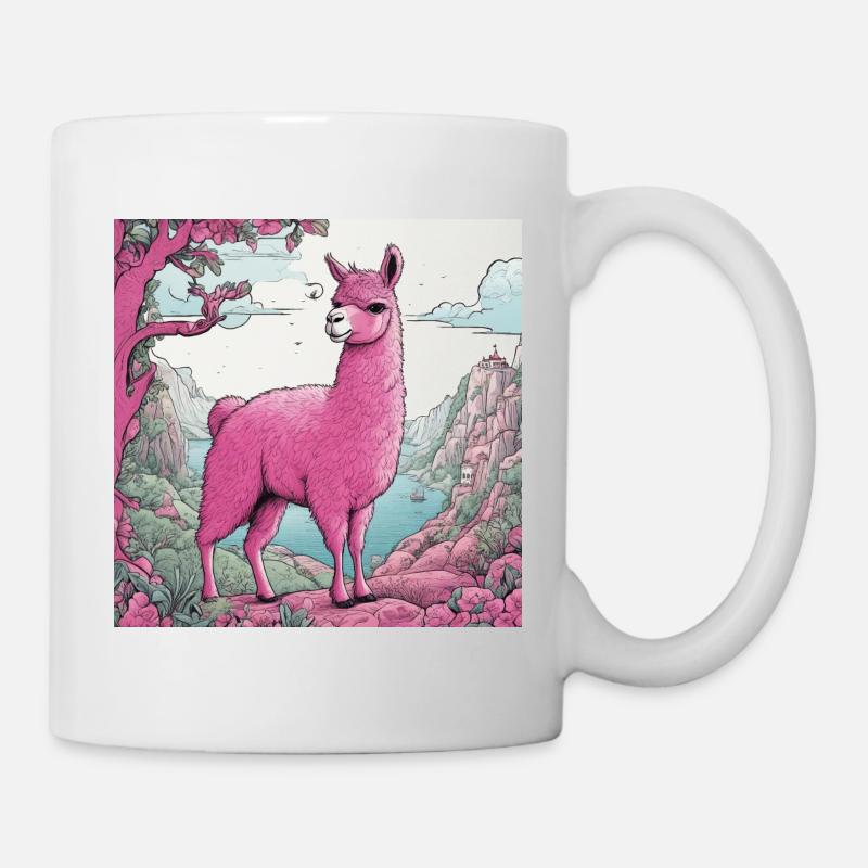 Lama rose - Mug blanc - blanc