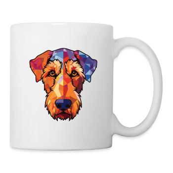 Airedale Terrier Chien Aquarelle Peinture colorée - Mug blanc - blanc - Droite