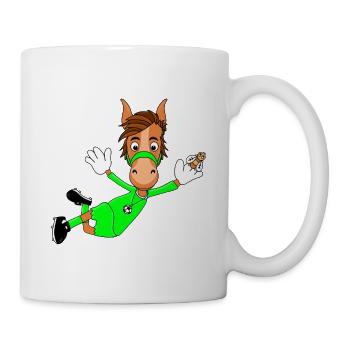 PFERD - PONY - FUßBALL - TORWART - FLIEGENFÄNGER - Tasse - Weiß - Rechts