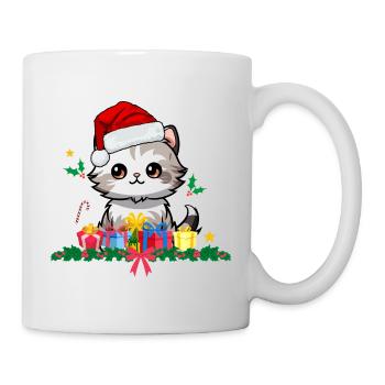 Lustige Weihnachtskatzen - Tasse - Weiß - Rechts