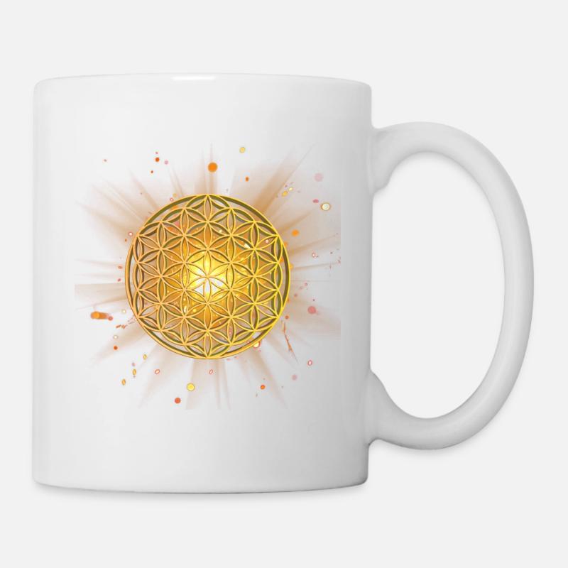 Lebensblume leuchtend - Tasse - Weiß