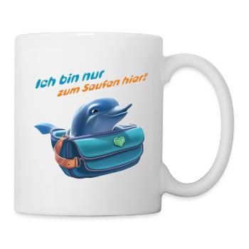 Betrunkener Delfin in mit lustiger Aufschrift - Tasse - Weiß - Rechts